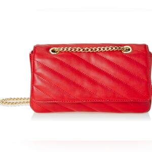 The Drop Women's Red Faux Leather Koko Chain Strap Flap Shoulder Bag Purse